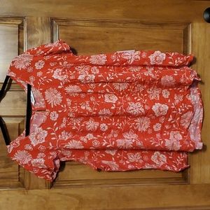 NWT Sonoma Red and White Ruffle Sleeve Top/Blouse Size 4X